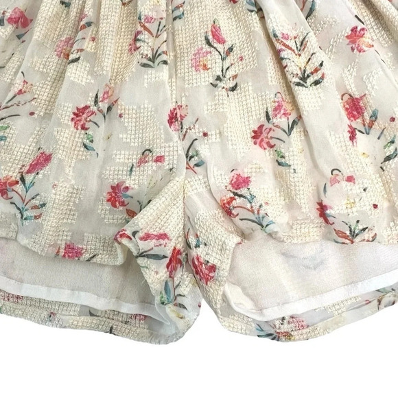 Hemant & Nandita Off the Shoulder Romper Floral Ivory Women's Size XS - Picture 8 of 11